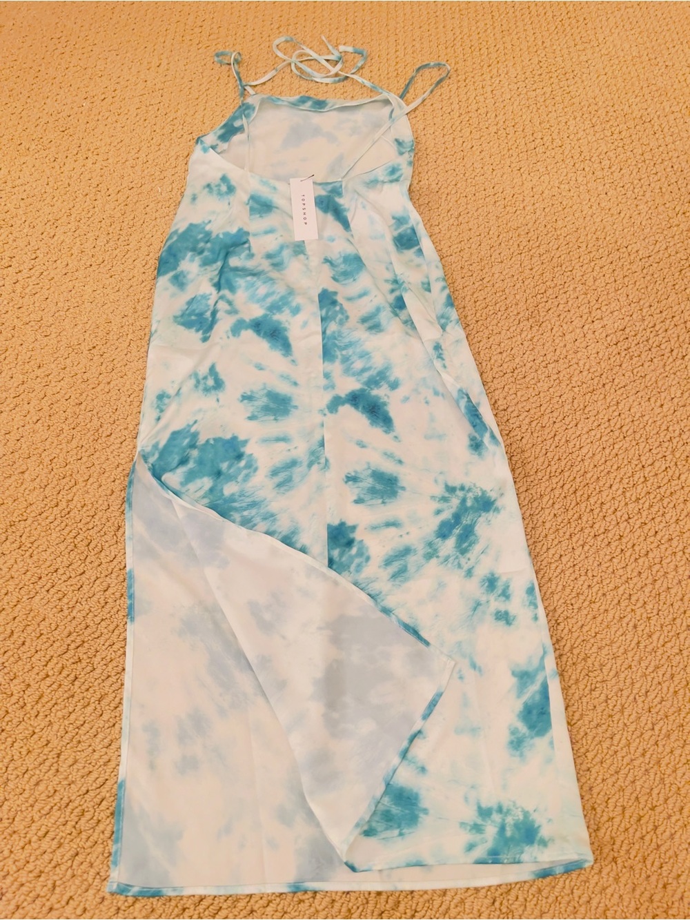 Topshop Aqua and White Tie-Dye Slip Dress